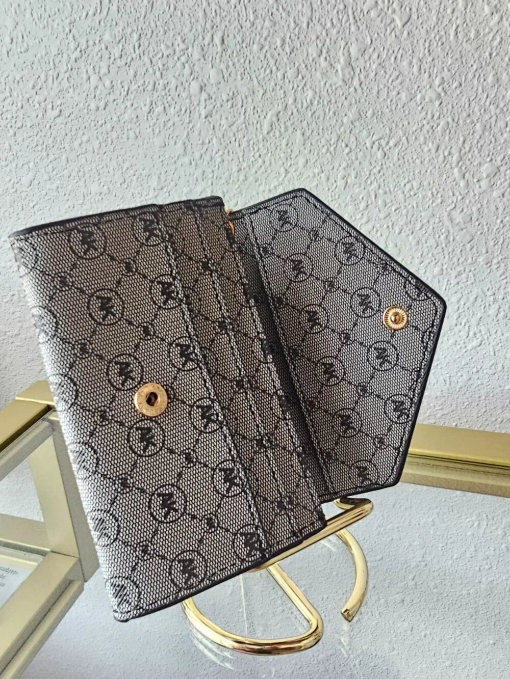 Anne Klein Silver Monogram Keychain Card Case Wallet